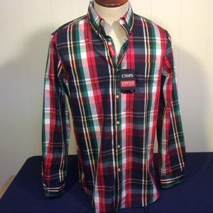 NWT Chaps Mens Button Down Plaid Shirt size Medium easy care